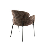 Dining chair Lola Bouclé fabric Taupe with round back and arm 