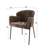 Dining chair Lola Bouclé fabric Taupe with round back and arm 