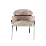 Dining chair Lola Bouclé fabric Sand color with round back and arm 