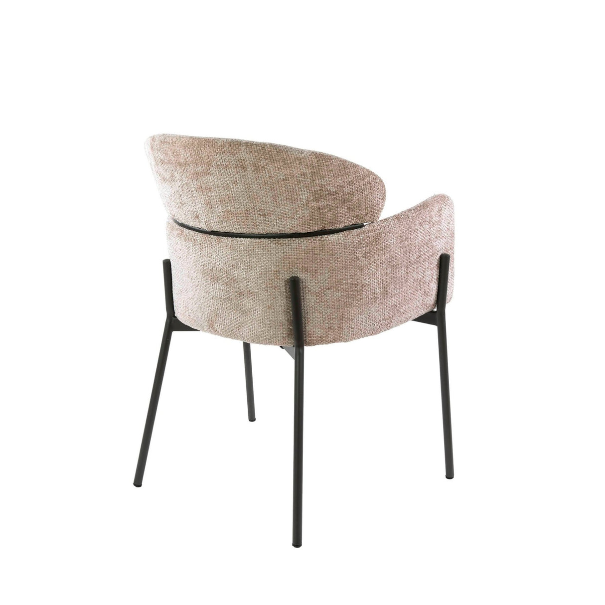 Dining chair Lola Bouclé fabric Sand color with round back and arm 