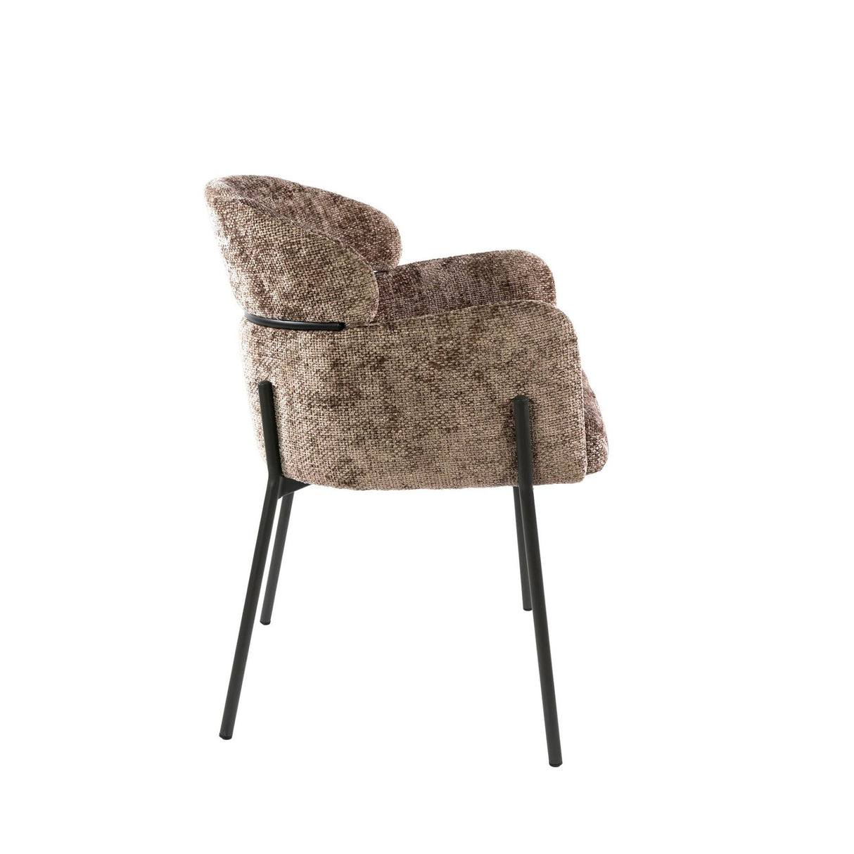 Dining chair Lola Bouclé fabric Champagne with round back and arm 