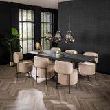 Set of 2 dining chairs Dante Bouclé sand and swivel 