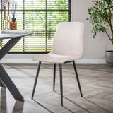 Modern Rib Fabric Dining Chair Ivory Rock Lento 