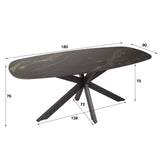 Eettafels - Eettafel Dolore 180x90 cm Deens Ovaal Marmerlook Zwart - Dimehouse
