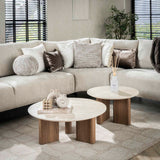 Coffee table set Nola Round - Ceramic Travertine (2-piece) 