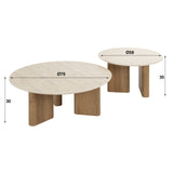 Coffee table set Nola Round - Ceramic Travertine (2-piece) 