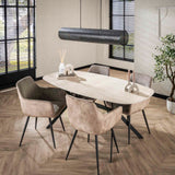 Eettafels - Eettafel Jimi Deens Ovaal Keramiek Travertinlook 180 cm - Dimehouse
