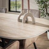 Eettafels - Eettafel Jimi Deens Ovaal Keramiek Travertinlook 180 cm - Dimehouse
