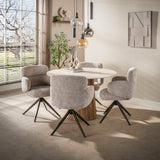Ronde eettafel Jimi Ø120 cm beige travertin keramiek