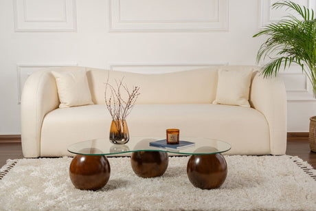 Living room table Sphere Walnut Transparent 120x70 cm Walnut Transparent Tempered glass 