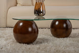Living room table Sphere Walnut Transparent 120x70 cm Walnut Transparent Tempered glass 