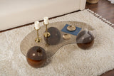 Coffee table Sphere Walnut and Bronze 120x70 cm Walnut Bronze Tempered glass 