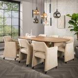 Set of 2 dining chairs Jaroq sand on wheels 