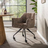 Set of 2 Dining Chairs Richmond Taupe Fabric With Wheels 