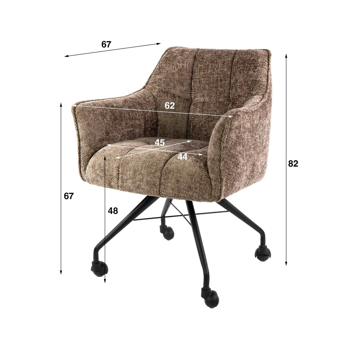 Set of 2 dining chairs Hoven Rich Champagne upholstered 