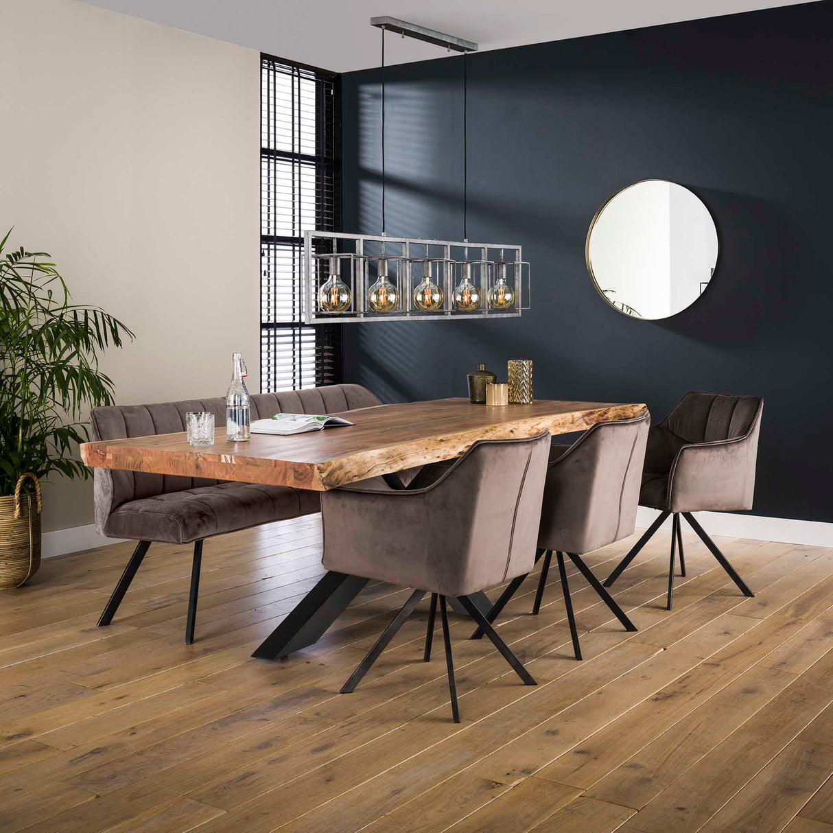 Eetkamerstoelen - Draaibare eetkamerstoel Lino antraciet velvet - Dimehouse