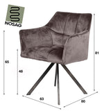 Set of 2 Dining Chairs Lino Velvet Anthracite Swivel 