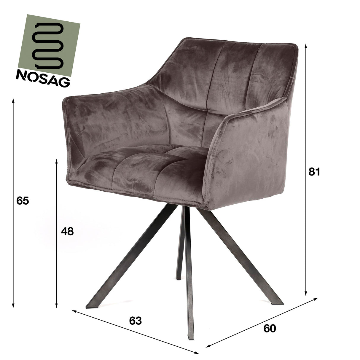 Eetkamerstoelen - Draaibare eetkamerstoel Lino antraciet velvet - Dimehouse