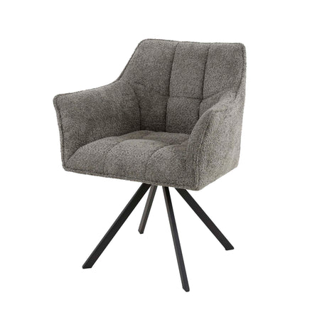 Set of 2 Dining Chairs Lino Bouclé Taupe Swivel 