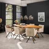 Set of 2 Dining Chairs Lino Bouclé Sand swivel Raster 