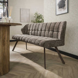Dining room sofa grid taupe brown chenille
