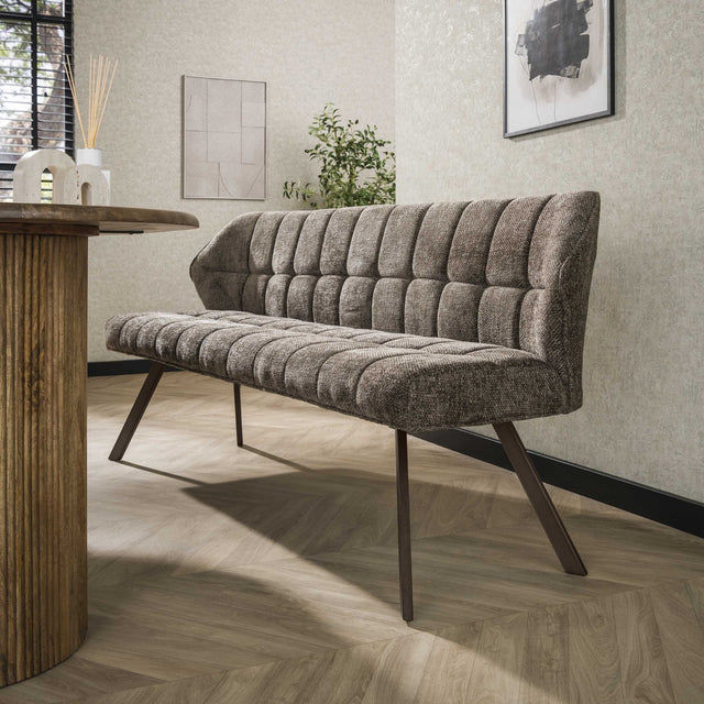 Dining room sofa grid taupe brown chenille