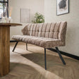 Dining room sofas - Dining room sofa Lino Chenille Fabric Rich Champagne Checked - Dimehouse
