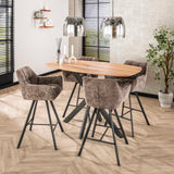 Bar stool Lino Chenille Fabric Rich Taupe Swiveling 