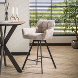 Bar stool Lino Chenille Fabric Rich Sand Swivel 