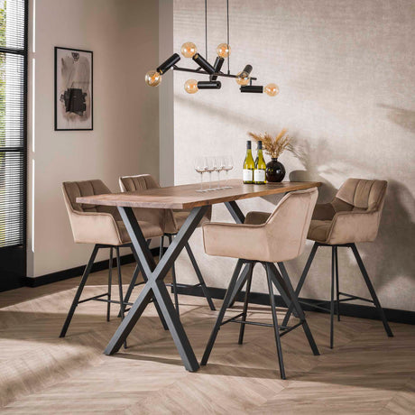 Set of 2 Lino Velvet Champagne Bar Stools Swivel 