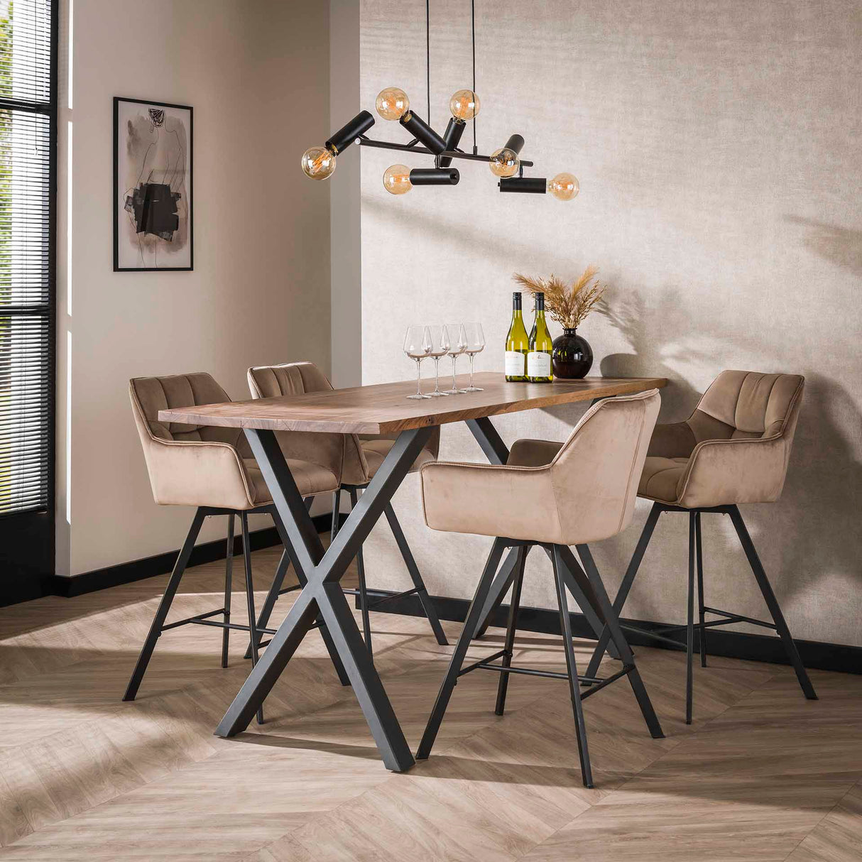 Bar stool Lino Velvet Champagne Swivel 