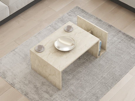 Rectangular Travertine Coffee Table Mebo - With Book Holder - 87x50 cm 