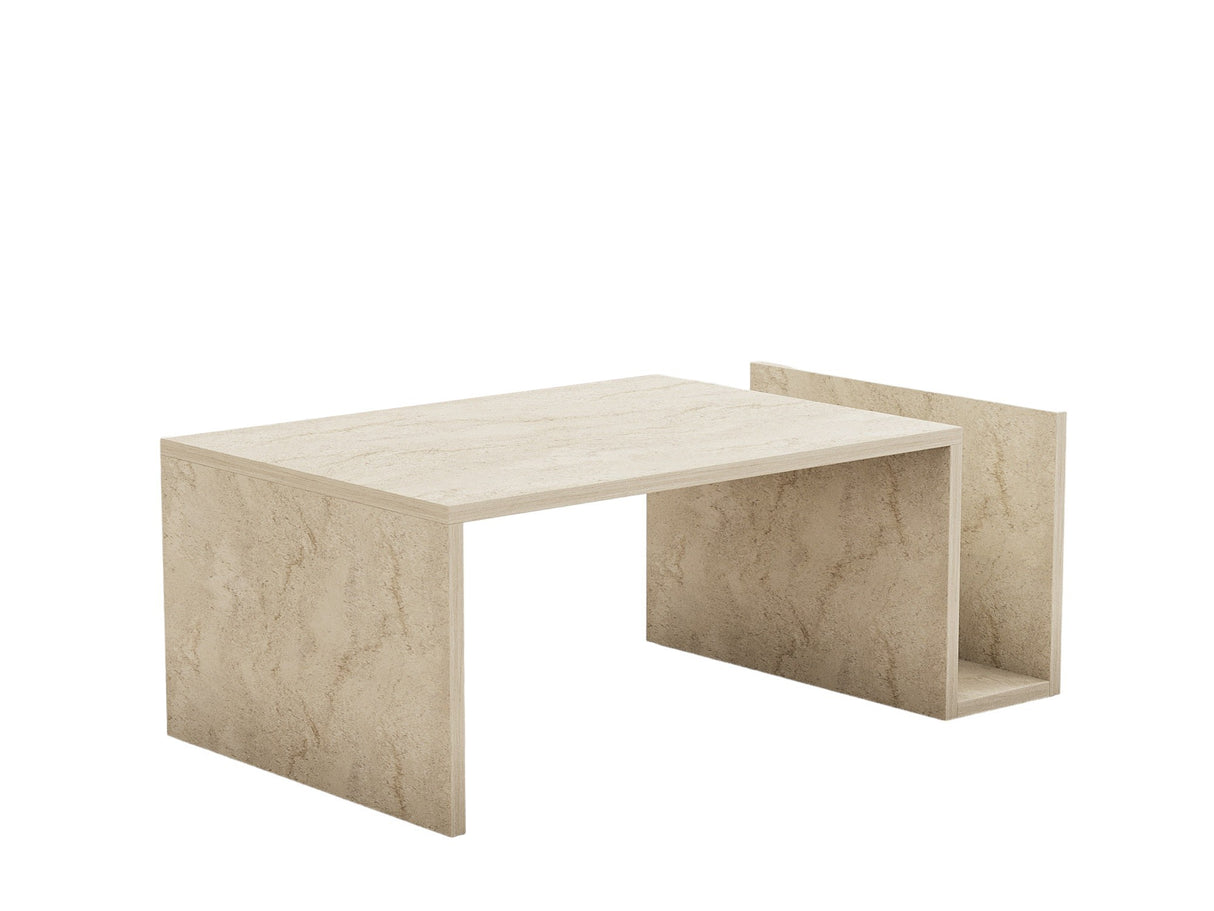Rectangular Travertine Coffee Table Mebo - With Book Holder - 87x50 cm 
