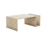 Rectangular Travertine Coffee Table Mebo - With Book Holder - 87x50 cm 