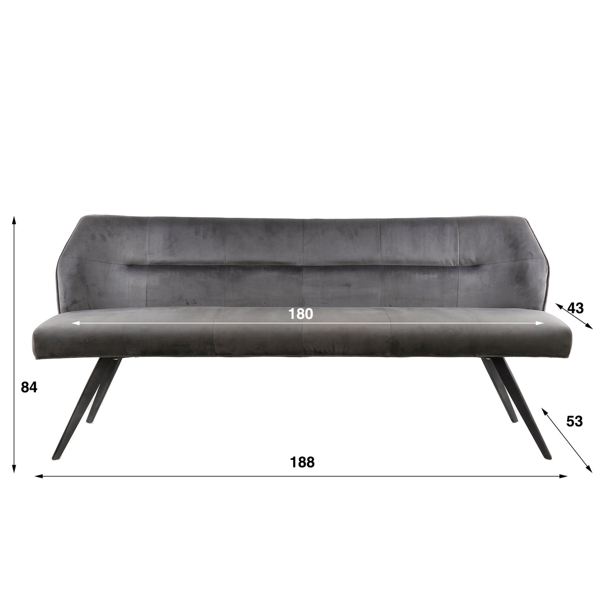 Chia Velvet Dining Bench Anthracite 188 cm 