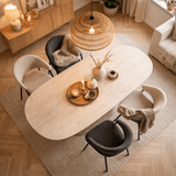 Eettafels - Sintered Stone Marmerlook Travertin Eettafel Lea 180x90 cm - Deens Ovaal - Dimehouse