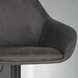 Venom Bar Stool Anthracite Eco-leather - Adjustable Swivel Bar Chair with Armrest 