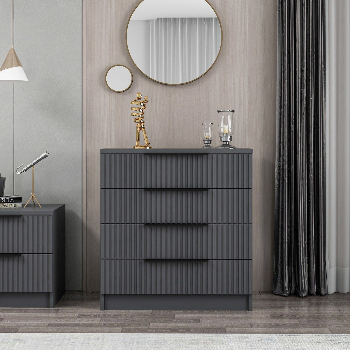 Chest of drawers bare anthracite melamine 72x77x42 cm