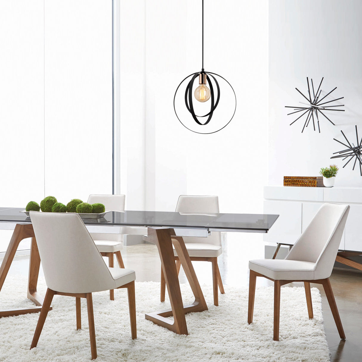 Pendant lamp 1-light Black Metal Thorn 