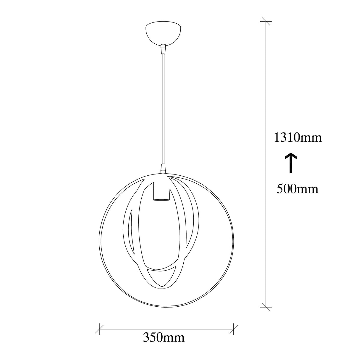 Pendant lamp 1-light Black Metal Thorn 