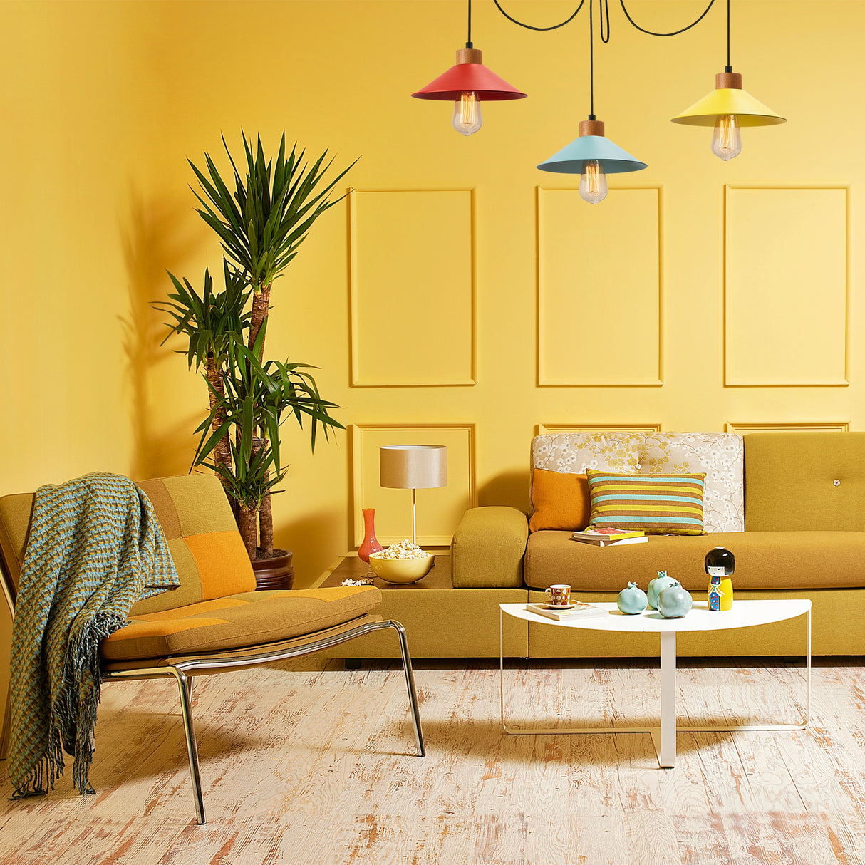 Multicolor Pendant Lamp 3-light Metal Virtu 