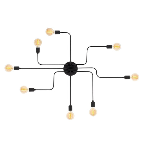 Pendant lamp 8-light L Black Metal Striker 