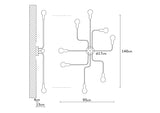 Pendant lamp 8-light L Black Metal Striker 