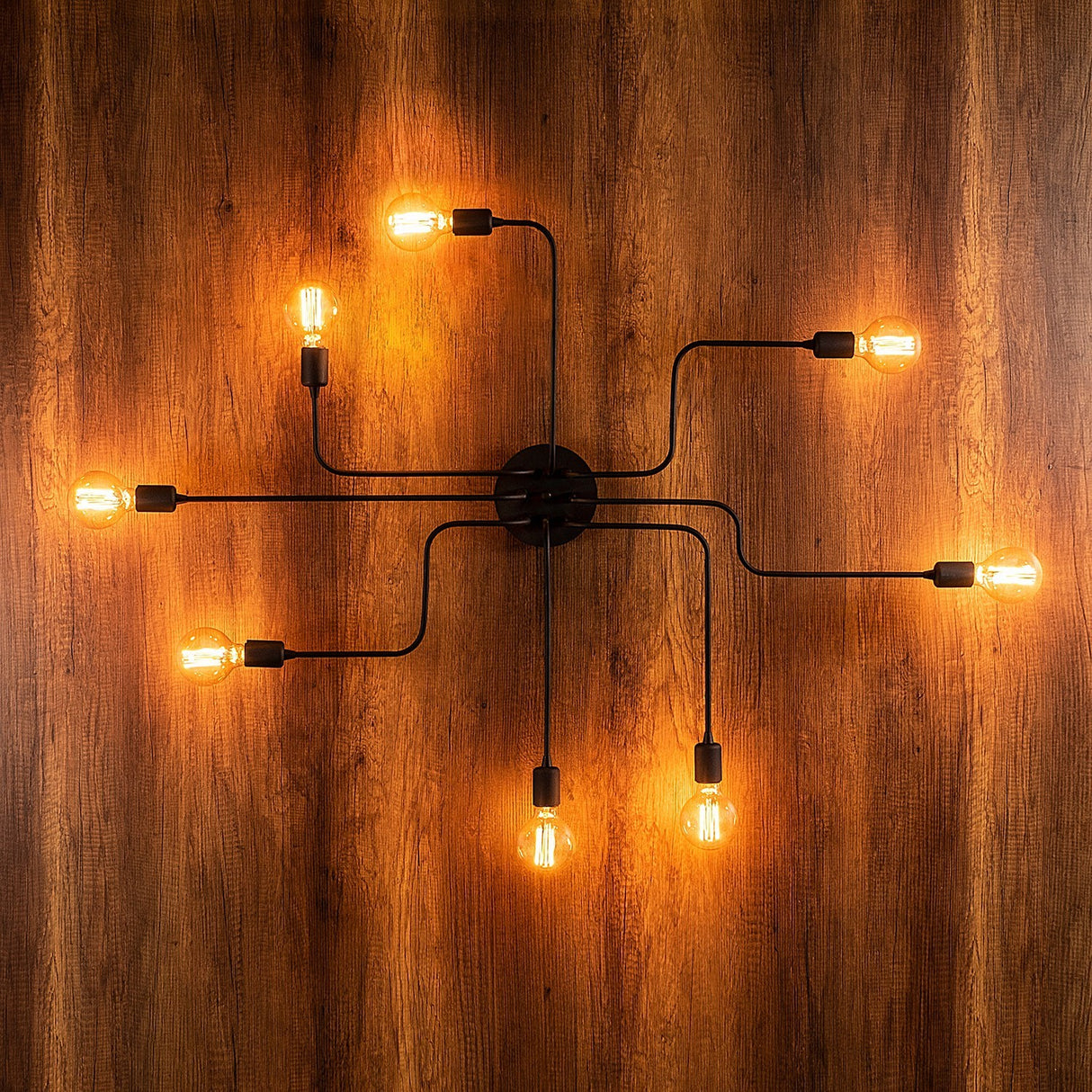 Pendant lamp 8-light L Black Metal Striker 