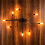 Pendant lamp 8-light L Black Metal Striker 