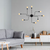 Pendant lamp 8-light L Black Metal Striker 
