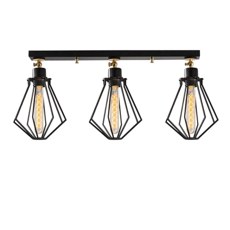 Pendant lamp 3-light Black Gold Metal Palisade 