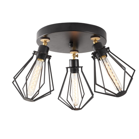 Ceiling Lamp Round Black Gold Metal Palisade 