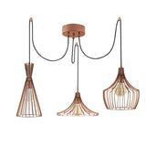 Copper-colored pendant lamp 3-light Metal Evermere 