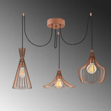 Copper-colored pendant lamp 3-light Metal Evermere 